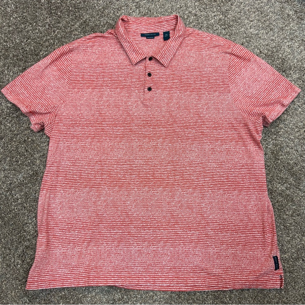 Perry Ellis polo shirt mens XXL prima‎ cotton orange shirt sleeve shirt casual